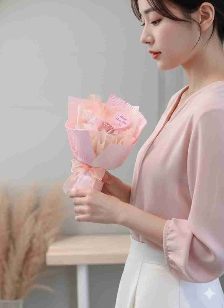 1 Stalk Soap Flower Valentine Bouquet (Pink)